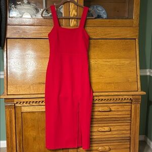 Petal & Pup Red Sleeveless Square-Neck Midi Side Slit Dress New Size 4